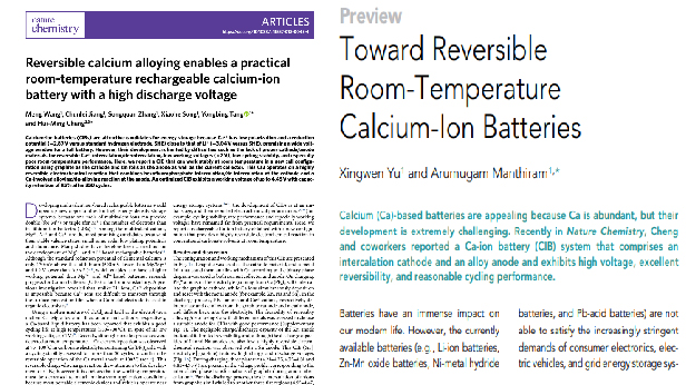 Novel Room-Temperature Rechargeable Calcium-Ion Battery with High Performance